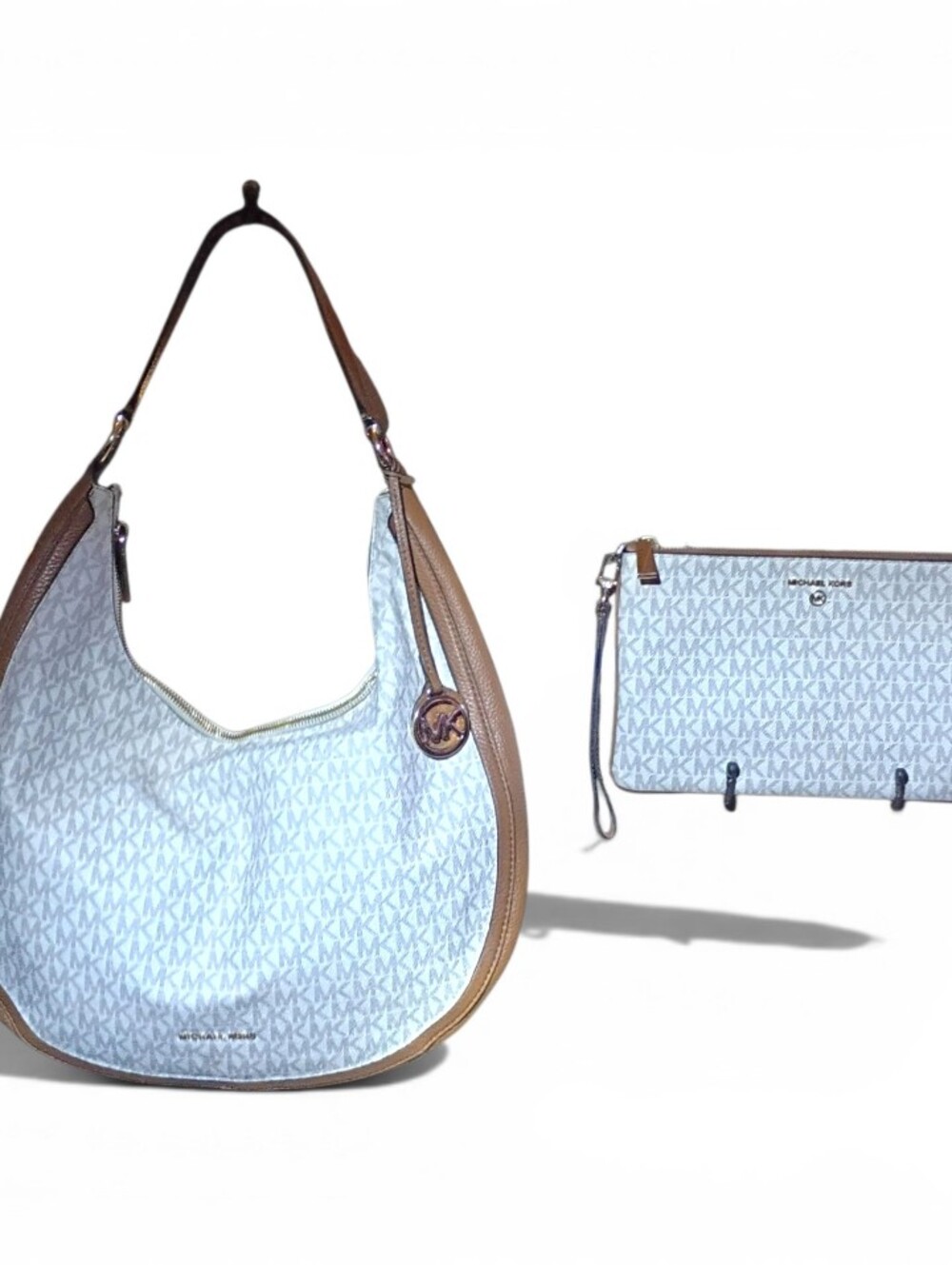 NWOT Michael Kors Luxury Pebbled Leather Matching Lydia Hobo & Clutch Set